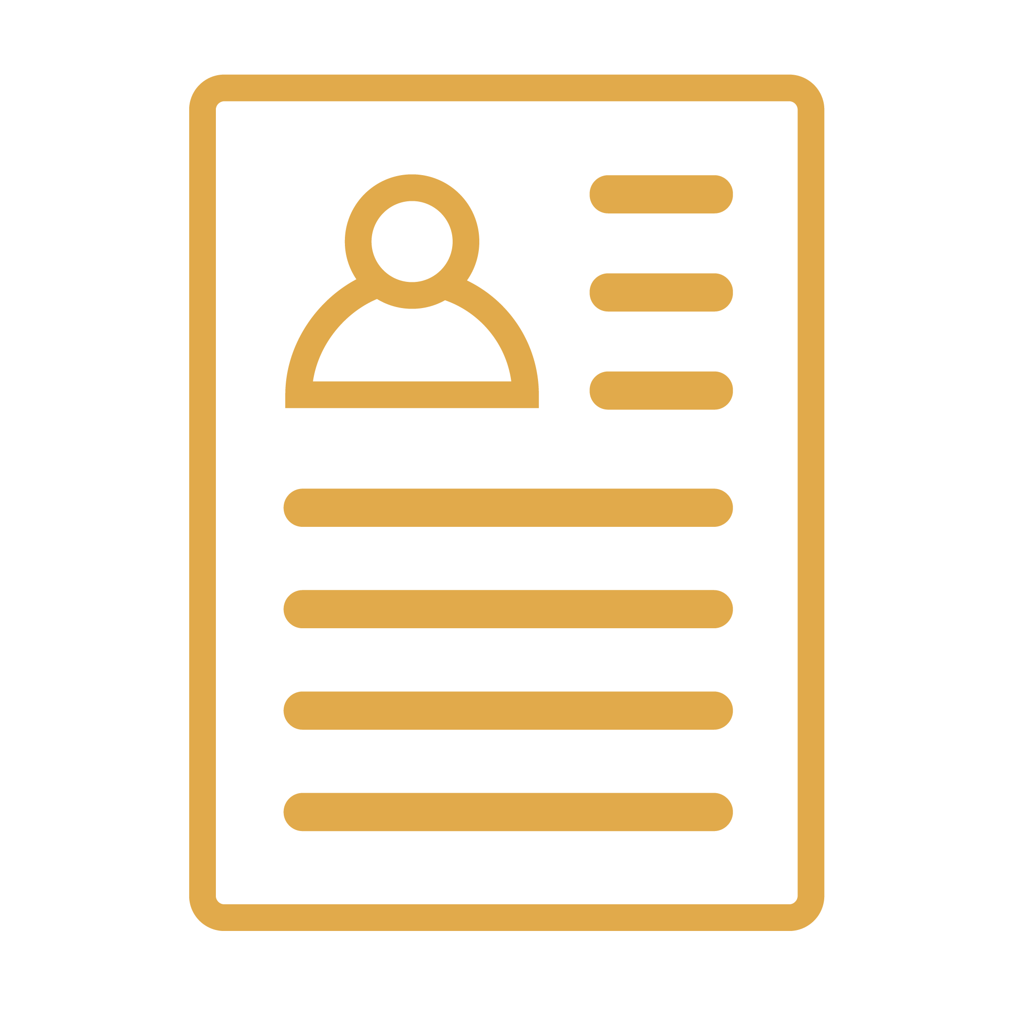 yellow icon of a piece of paper with written content