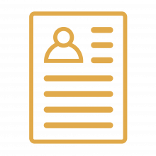 yellow icon of a piece of paper with written content